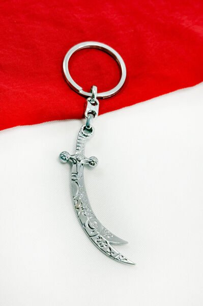 Gümüş Renkli Metal Desenli Kılıç Figürlü Anahtarlık, Hediyelik Çanta Süsü