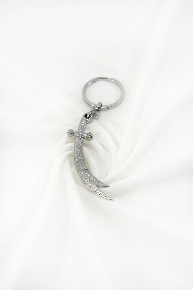 Gümüş Renkli Metal Desenli Kılıç Figürlü Anahtarlık, Hediyelik Çanta Süsü