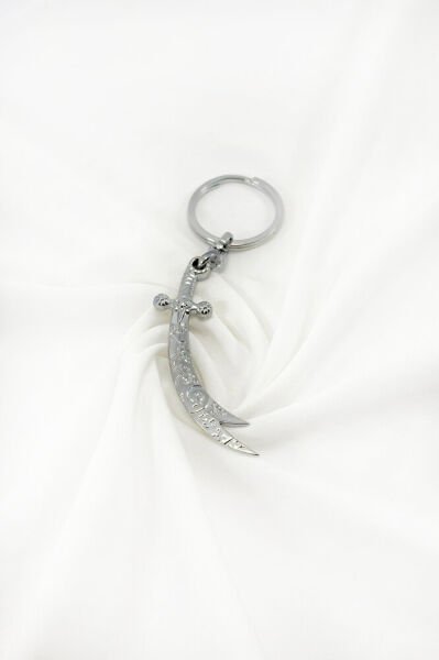 Gümüş Renkli Metal Desenli Kılıç Figürlü Anahtarlık, Hediyelik Çanta Süsü