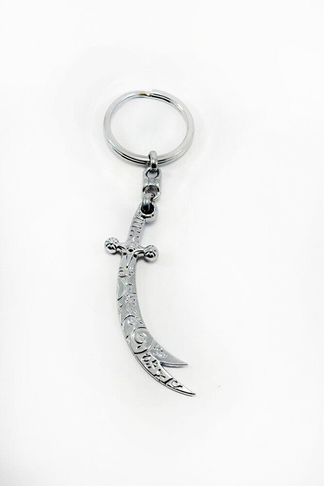 Gümüş Renkli Metal Desenli Kılıç Figürlü Anahtarlık, Hediyelik Çanta Süsü