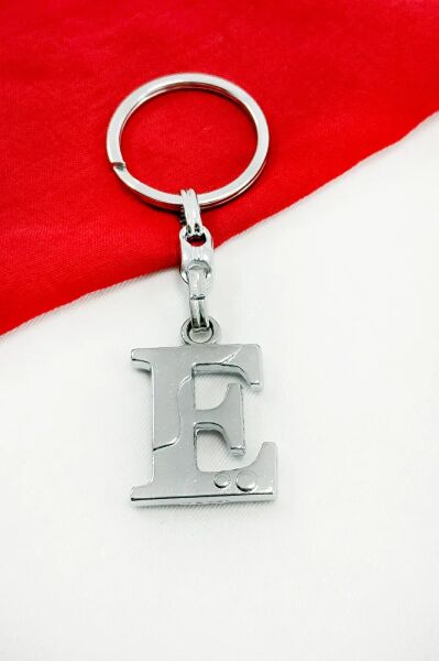 Gümüş Renkli Metal E Harfi Anahtarlık / Harfli Çanta Süsü