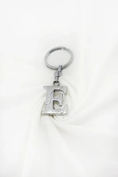 Gümüş Renkli Metal E Harfi Anahtarlık / Harfli Çanta Süsü