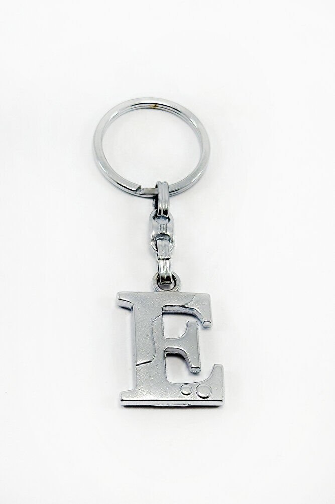 Gümüş Renkli Metal E Harfi Anahtarlık / Harfli Çanta Süsü