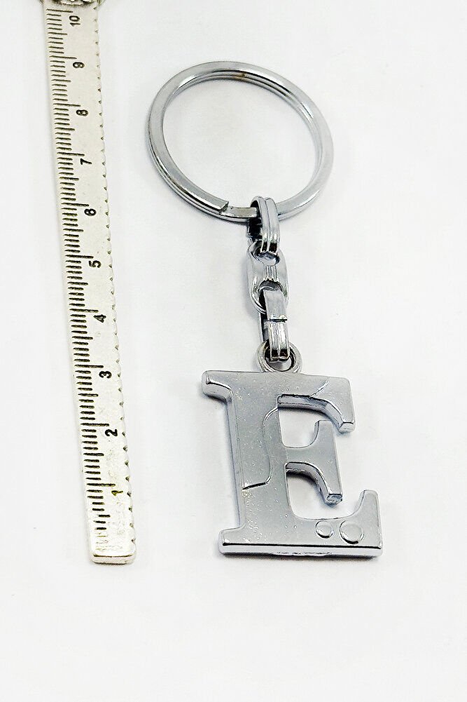 Gümüş Renkli Metal E Harfi Anahtarlık / Harfli Çanta Süsü