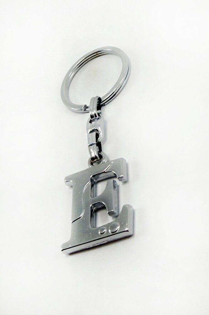 Gümüş Renkli Metal E Harfi Anahtarlık / Harfli Çanta Süsü
