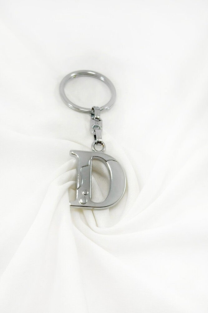 Gümüş Renkli Metal D Harfi Anahtarlık / Harfli Çanta Süsü