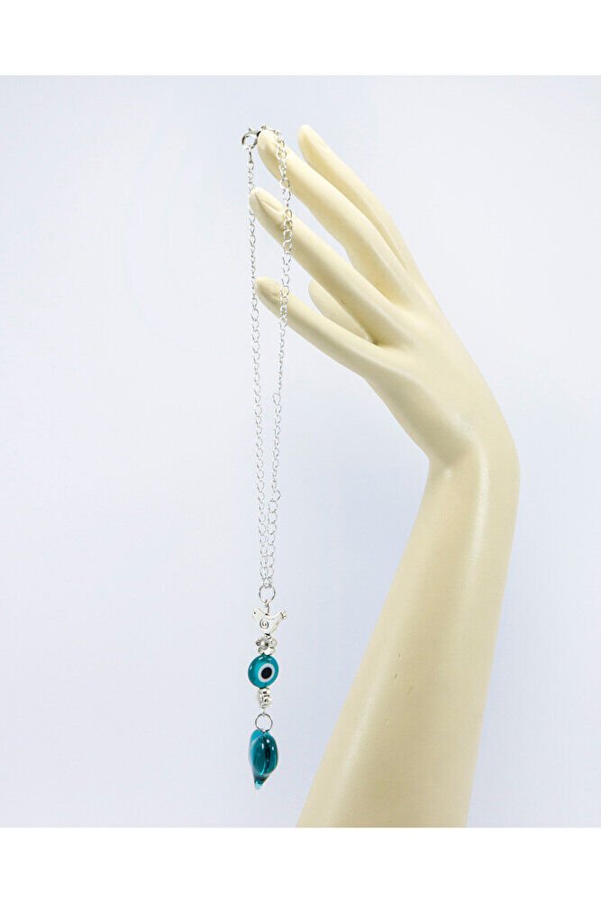 Zümrüt Yeşili Murano Cam Kalp Nazar Boncuklu Gümüş Renkli Araba Dikiz Ayna Süsü, Sevgililer Günü