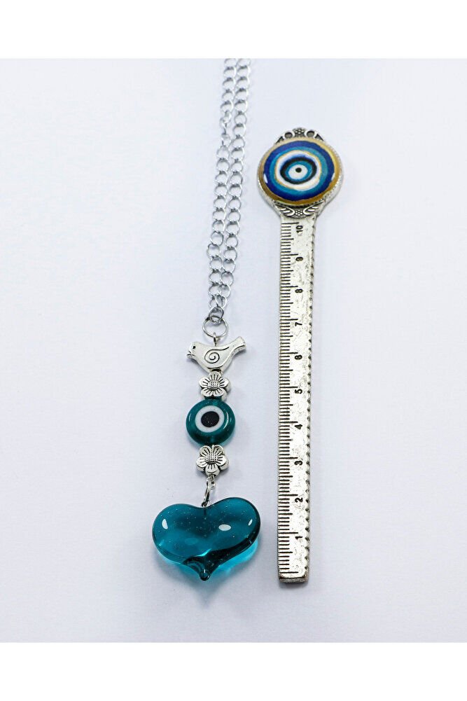 Zümrüt Yeşili Murano Cam Kalp Nazar Boncuklu Gümüş Renkli Araba Dikiz Ayna Süsü, Sevgililer Günü