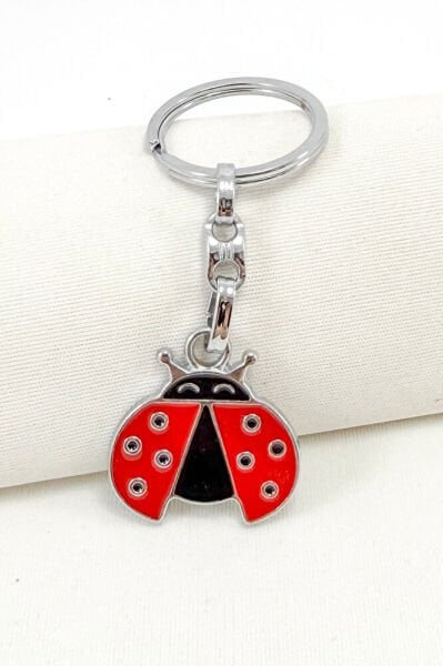 Red Ladybug Figured Metal Keychain, Gift Keychain