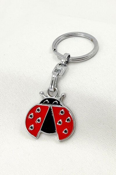 Red Ladybug Figured Metal Keychain, Gift Keychain