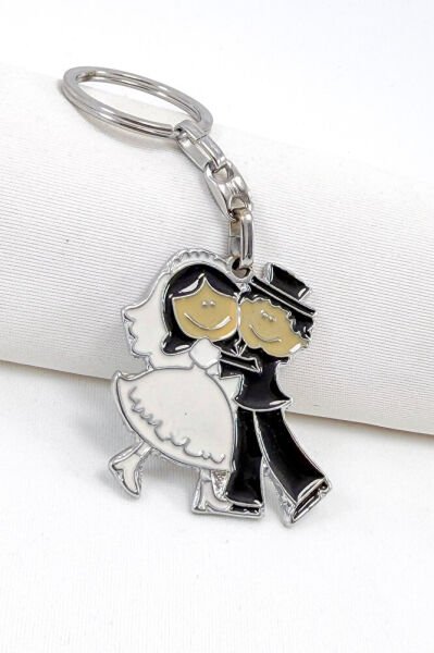 Hugging Bride and Groom Figured Metal Keychain, Wedding Gift Keychain