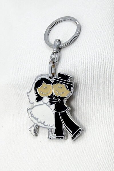 Hugging Bride and Groom Figured Metal Keychain, Wedding Gift Keychain