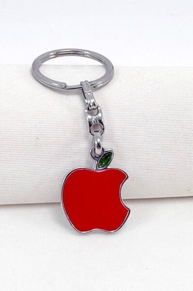 Red Apple Figured Metal Keychain, Gift Keychain