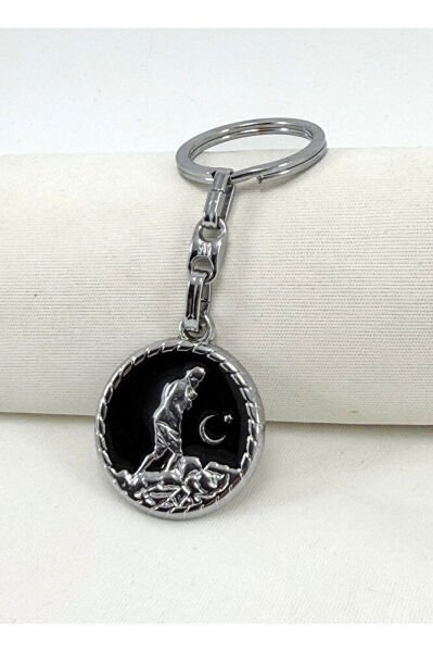 Metal Crescent Star Kemal Atatürk Metal Keychain, Gift Keychain