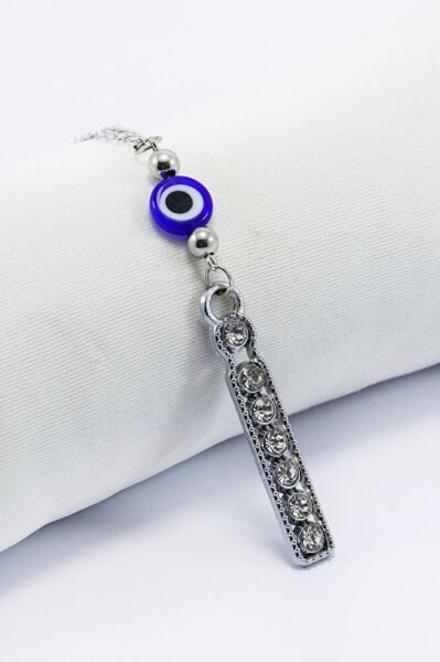 Kristal Taşlı İ Harfi Metalik Renk Araba Dikiz Ayna Süsü, Hediyelik Nazar Boncuklu Araba Süsü