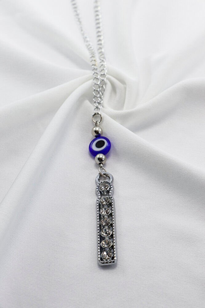 Kristal Taşlı İ Harfi Metalik Renk Araba Dikiz Ayna Süsü, Hediyelik Nazar Boncuklu Araba Süsü