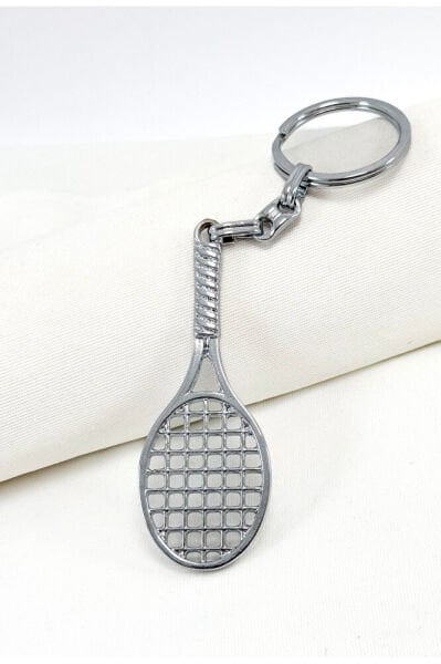 Metal Tennis Racket Figured Keychain, Gift Keychain