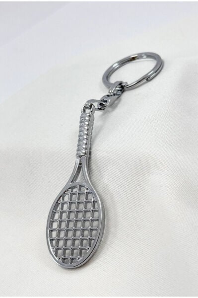 Metal Tennis Racket Figured Keychain, Gift Keychain