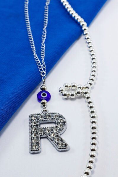 Kristal Taşlı R Harfi Metalik Renk Araba Dikiz Ayna Süsü, Hediyelik Nazar Boncuklu Araba Süsü