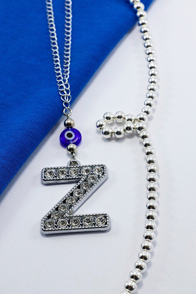 Kristal Taşlı Z Harfi Metalik Renk Araba Dikiz Ayna Süsü, Hediyelik Nazar Boncuklu Araba Süsü