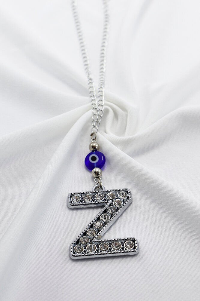 Kristal Taşlı Z Harfi Metalik Renk Araba Dikiz Ayna Süsü, Hediyelik Nazar Boncuklu Araba Süsü