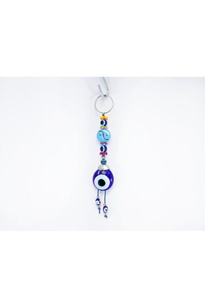 Handmade Yin Yang Shaped Glass Evil Eye Beaded Keychain, Pendant Beaded Keychain