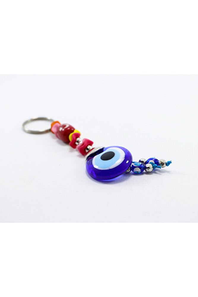 Renkli Minik Halkalı Ay Yıldız El Yapımı Cam Nazar Boncuklu Anahtarlık, Hediyelik Anahtarlık