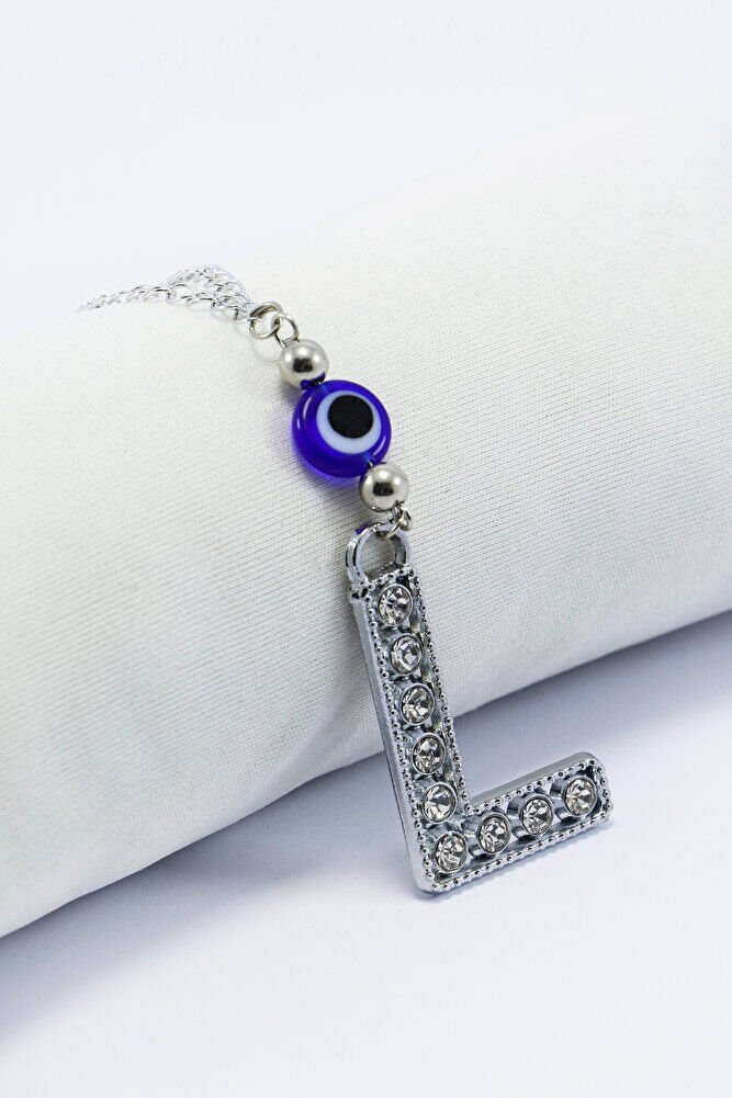 Kristal Taşlı Harfi Metalik Renk Araba Dikiz Ayna Süsü, Hediyelik Nazar Boncuklu Araba Süsü