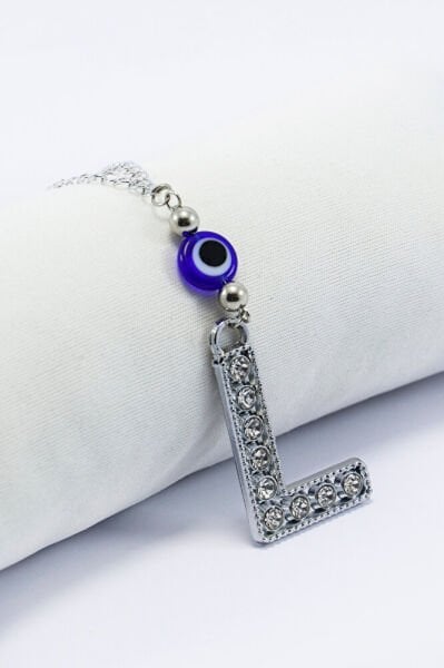 Kristal Taşlı Harfi Metalik Renk Araba Dikiz Ayna Süsü, Hediyelik Nazar Boncuklu Araba Süsü