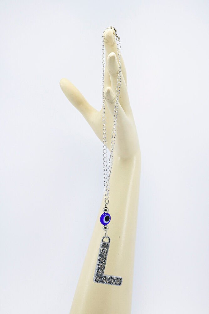 Kristal Taşlı Harfi Metalik Renk Araba Dikiz Ayna Süsü, Hediyelik Nazar Boncuklu Araba Süsü