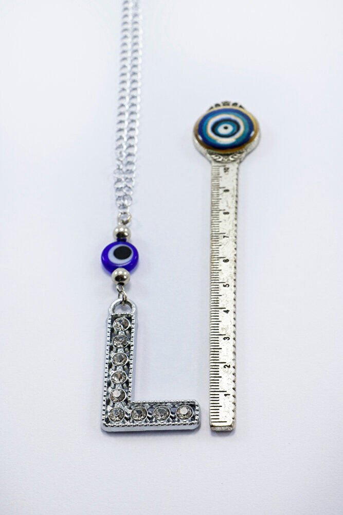 Kristal Taşlı Harfi Metalik Renk Araba Dikiz Ayna Süsü, Hediyelik Nazar Boncuklu Araba Süsü