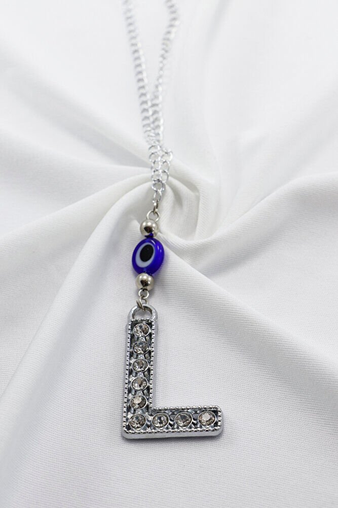 Kristal Taşlı Harfi Metalik Renk Araba Dikiz Ayna Süsü, Hediyelik Nazar Boncuklu Araba Süsü