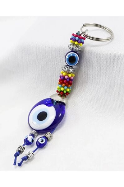 Colorful, Handmade Glass Evil Eye Beaded Keychain, Gift Keychain