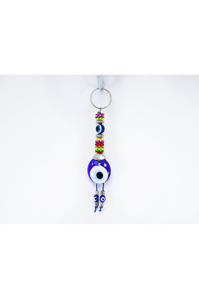 Renkli, El Yapımı Cam Nazar Boncuklu Anahtarlık, Hediyelik Anahtarlık