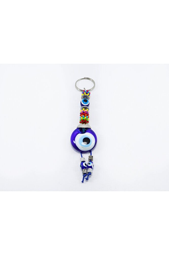 Renkli, El Yapımı Cam Nazar Boncuklu Anahtarlık, Hediyelik Anahtarlık