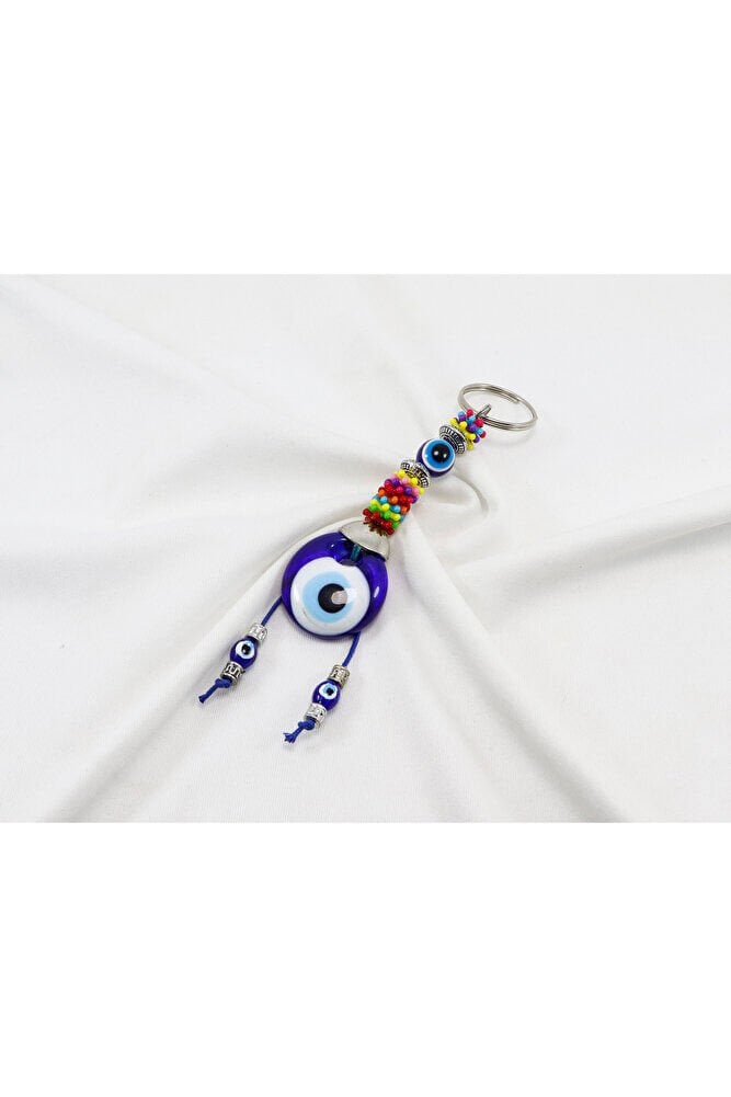 Renkli, El Yapımı Cam Nazar Boncuklu Anahtarlık, Hediyelik Anahtarlık