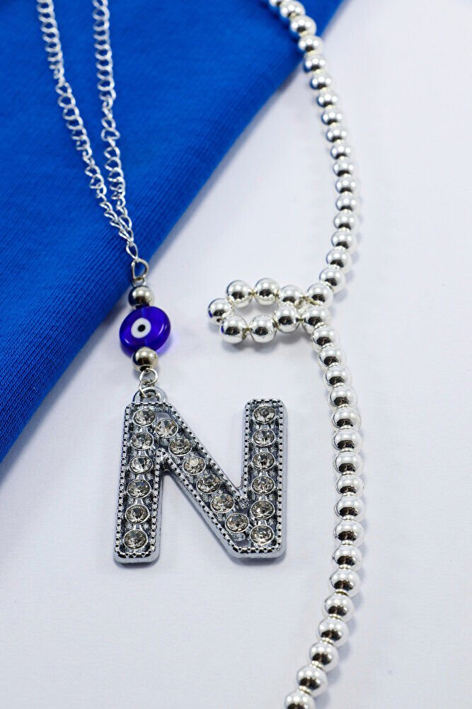 Kristal Taşlı N Harfi Metalik Renk Araba Dikiz Ayna Süsü, Hediyelik Nazar Boncuklu Araba Süsü