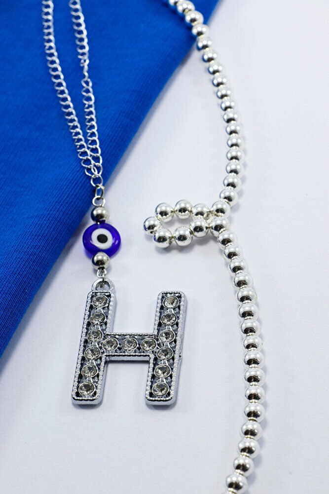 Kristal Taşlı H Harfi Metalik Renk Araba Dikiz Ayna Süsü, Hediyelik Nazar Boncuklu Araba Süsü