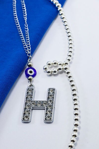 Kristal Taşlı H Harfi Metalik Renk Araba Dikiz Ayna Süsü, Hediyelik Nazar Boncuklu Araba Süsü