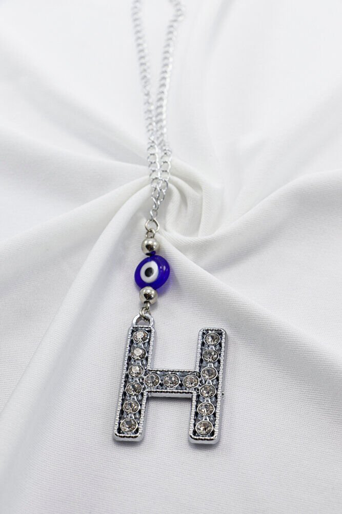 Kristal Taşlı H Harfi Metalik Renk Araba Dikiz Ayna Süsü, Hediyelik Nazar Boncuklu Araba Süsü