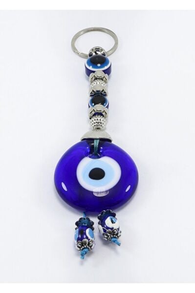 Navy Blue, Handmade Glass Evil Eye Beaded Keychain, Gift Necklace Evil Eye Beaded Keychain