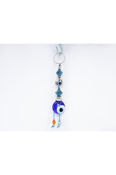 Framed Evil Eye Bead Patterned Shapes Handmade Glass Evil Eye Bead Keychain, Pendant Keychain