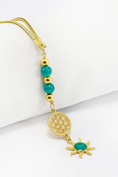 Turkuaz Doğal Taşlı Sedefli Güneş Araba Dikiz Ayna Süsü, Yeni Araba Hediyesi