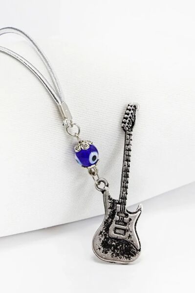 Handmade Glass Evil Eye Beaded Antique Guitar Figure Car Rearview Mirror Ornament