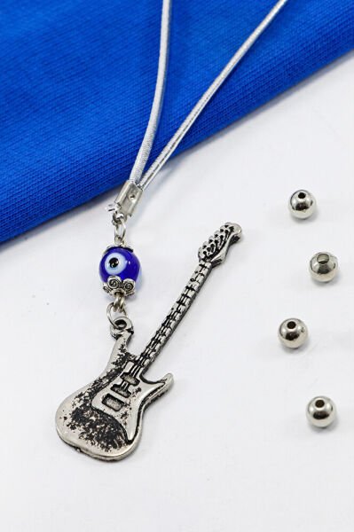 Handmade Glass Evil Eye Beaded Antique Guitar Figure Car Rearview Mirror Ornament
