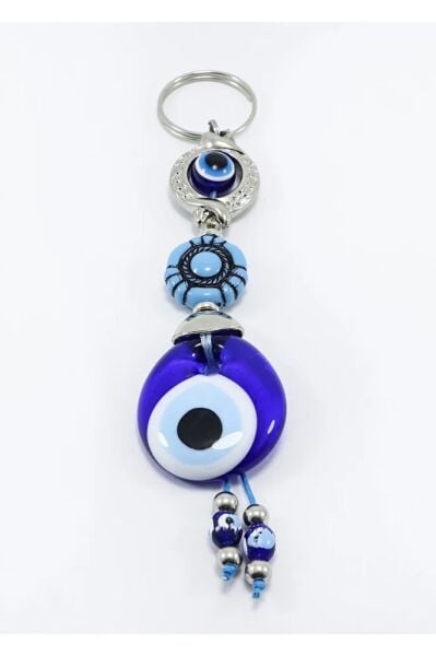 Framed Evil Eye Beaded Patterned Beaded Handmade Glass Evil Eye Beaded Keychain