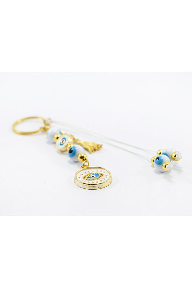 White Color, Cluster Evil Eye Beaded Eye Figure Keychain, Gift Bag Ornament