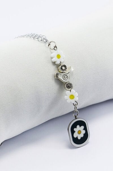 Kuşlu Papatyalı Boncuklu Araba Dikiz Ayna Süsü, Şirin Araba Hediyesi