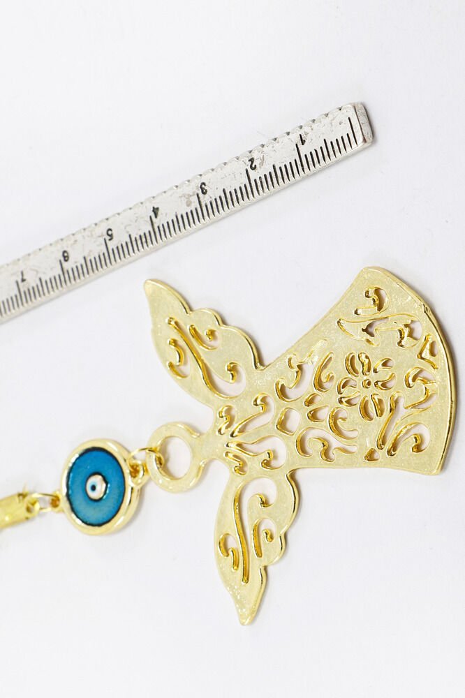 Mineli Nazarlı Melek Figürlü Araba Dikiz Ayna Süsü/Altın Renkli Melekli Yeni Araba Hediyesi