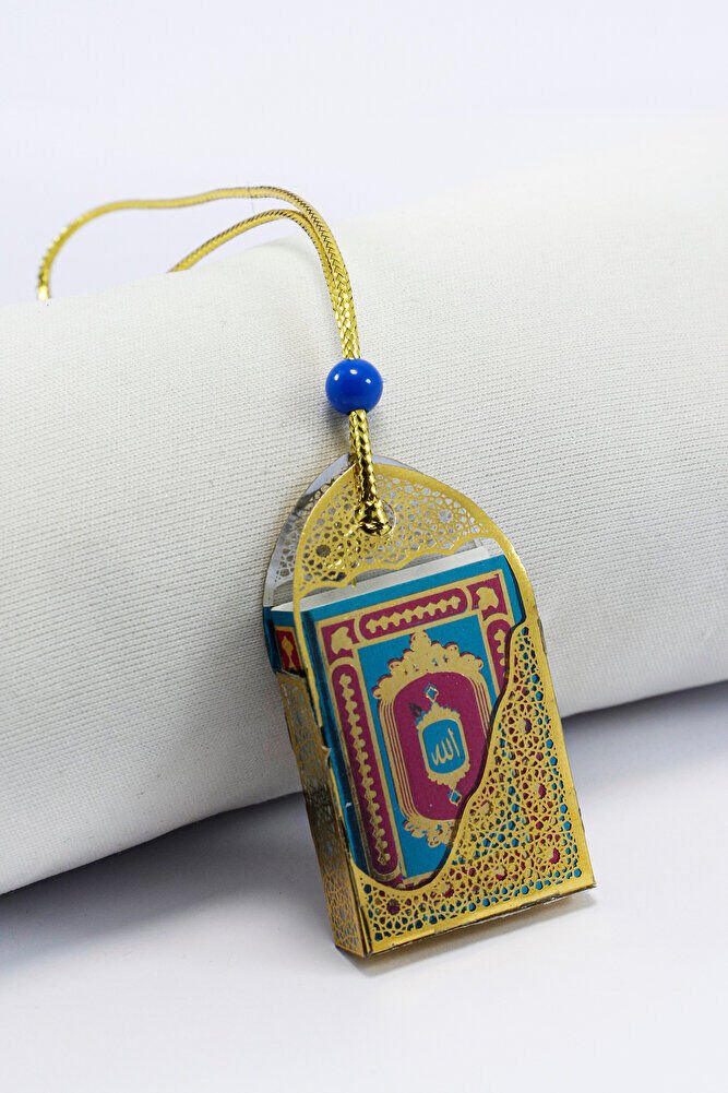 Minik Kur' an-ı Kerim Araba Dikiz Ayna Süsü, İpli Plastik Kaplı Renkli Üçlü Set